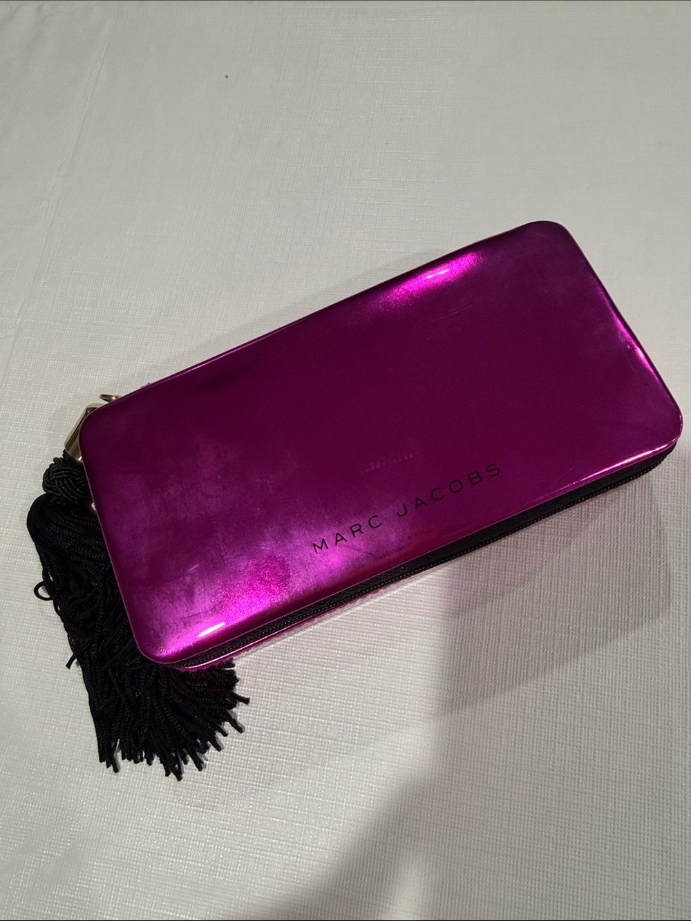 Marc Jacobs Metallic Fuchsia Zip Clutch with Tassel